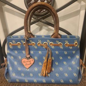 Dooney & Bourke Vintage Handbag Blue Signature Pink Heart Luxury Designer